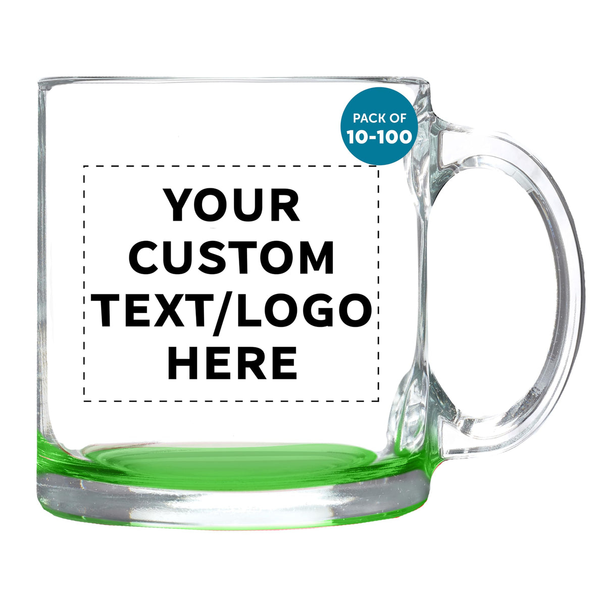 DISCOUNT PROMOS Clear Glass Coffee Mugs 13 oz. Set of 10, Bulk Pack - Perfect for Coffee, Tea, Espresso, Hot Cocoa, Other Beverages - Red Bottom