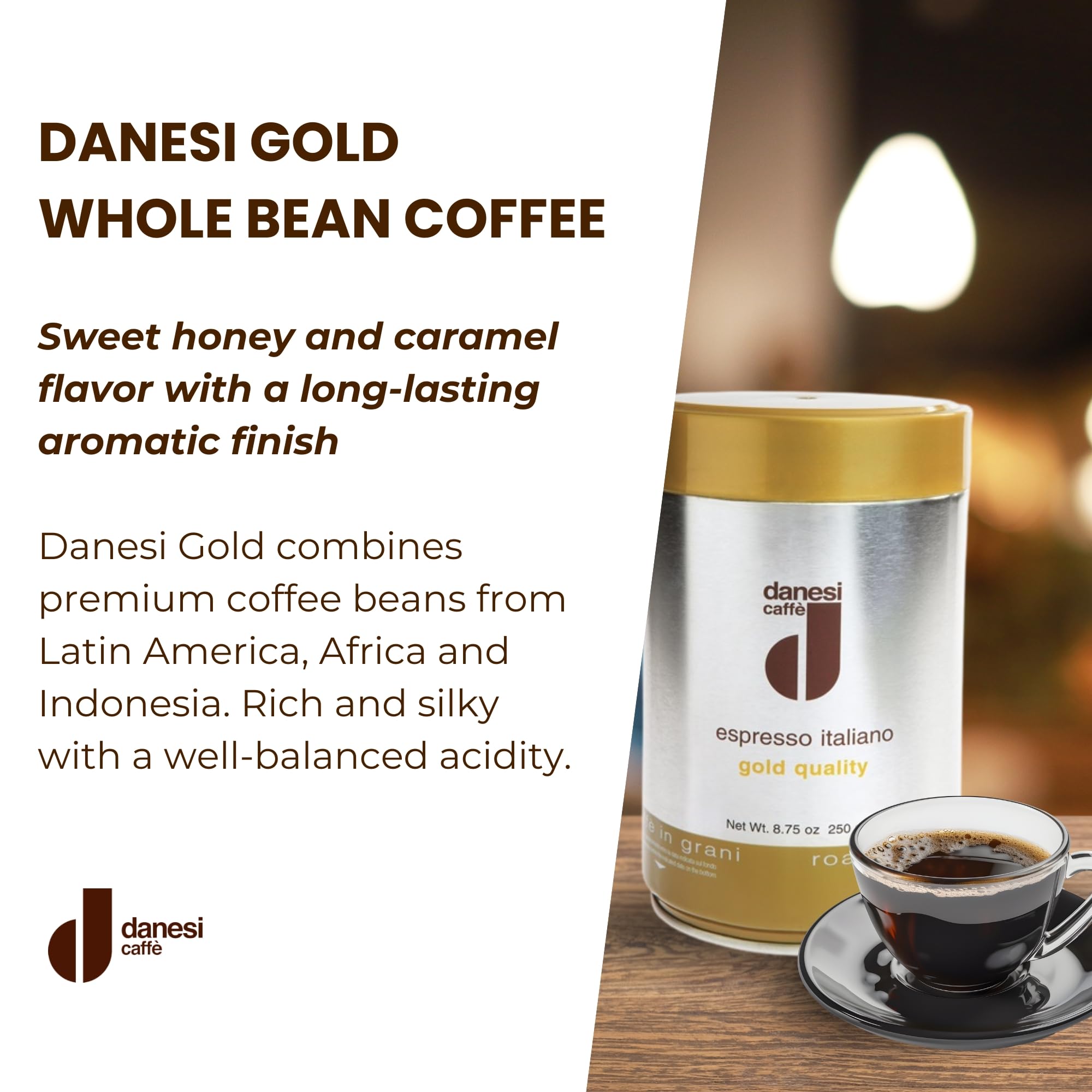 Danesi Caffe Gold Whole Bean Coffee, Medium Roast (8.75 oz)