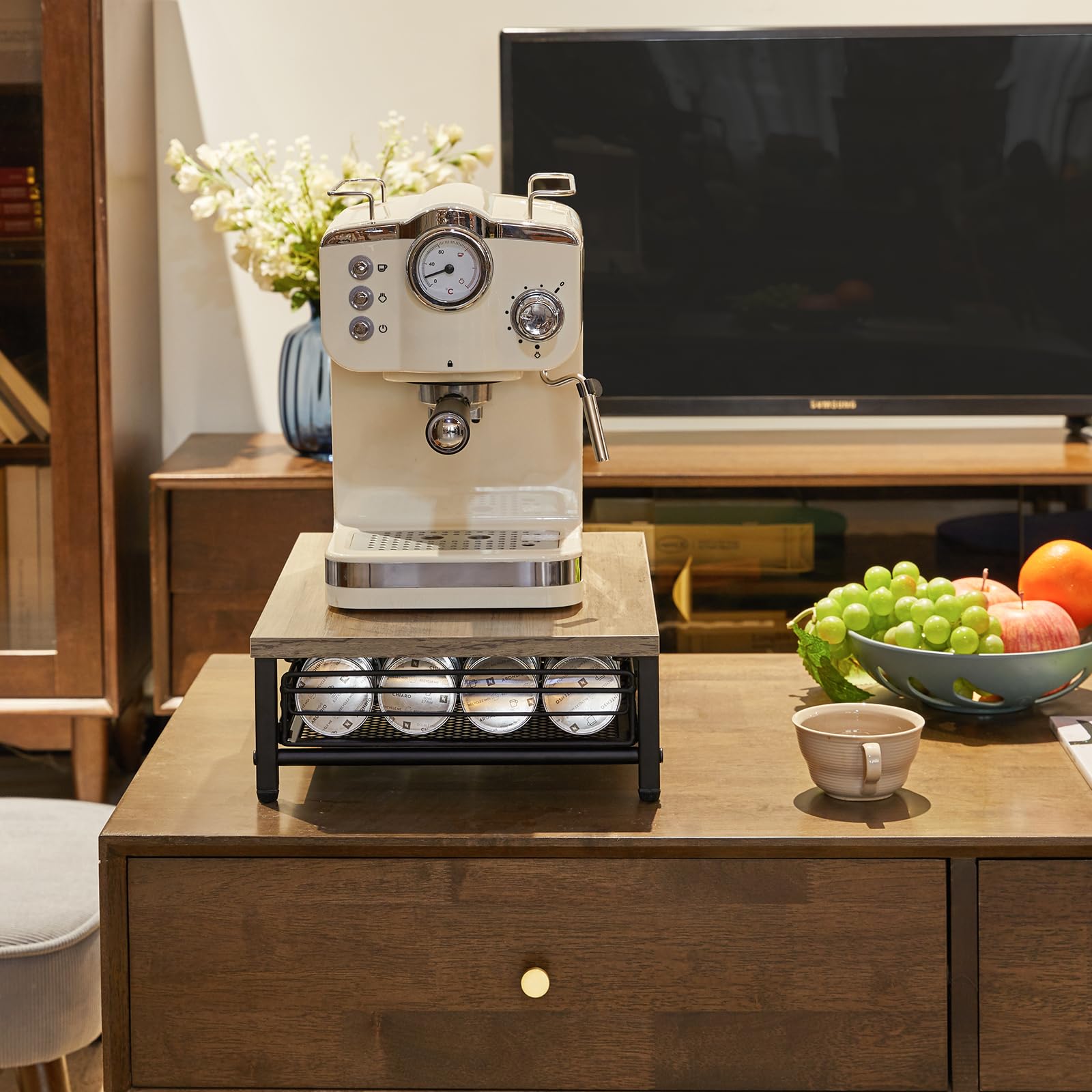 IBUYKE Coffee Pod Drawer Holder for Nespresso Vertuo Pods,Greige TCJ101Y