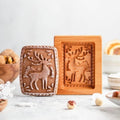MOTEERLLU Wooden Springerle Cookie Molds for Baking, Elk