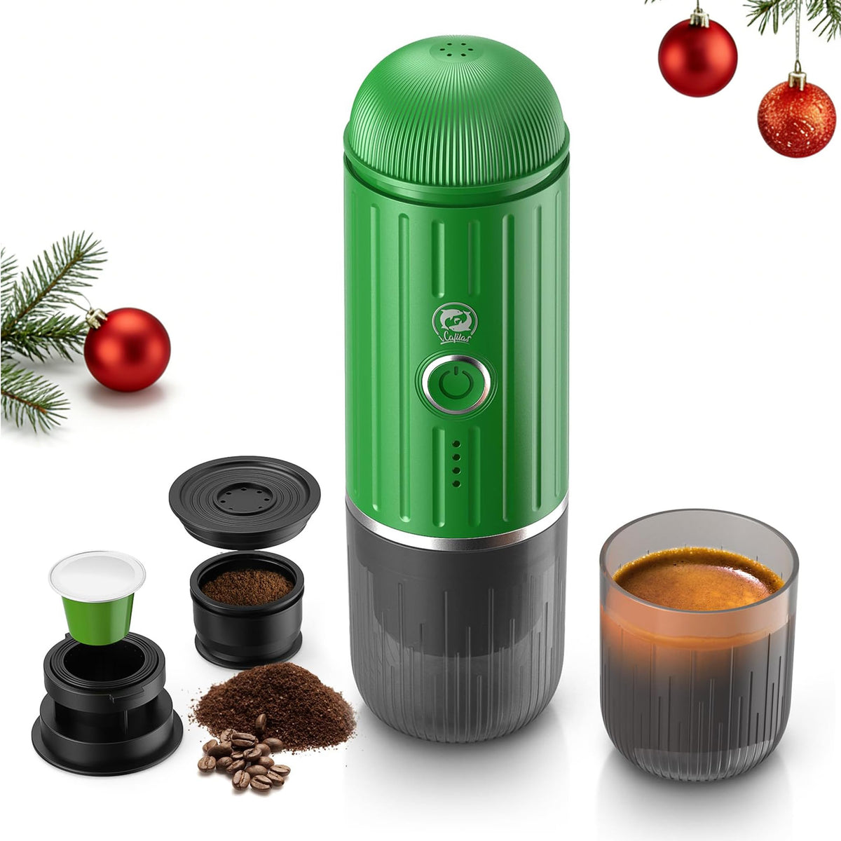 i Cafilas 2-in-1 Portable Espresso Maker For Nespresso Pod＆Ground,White