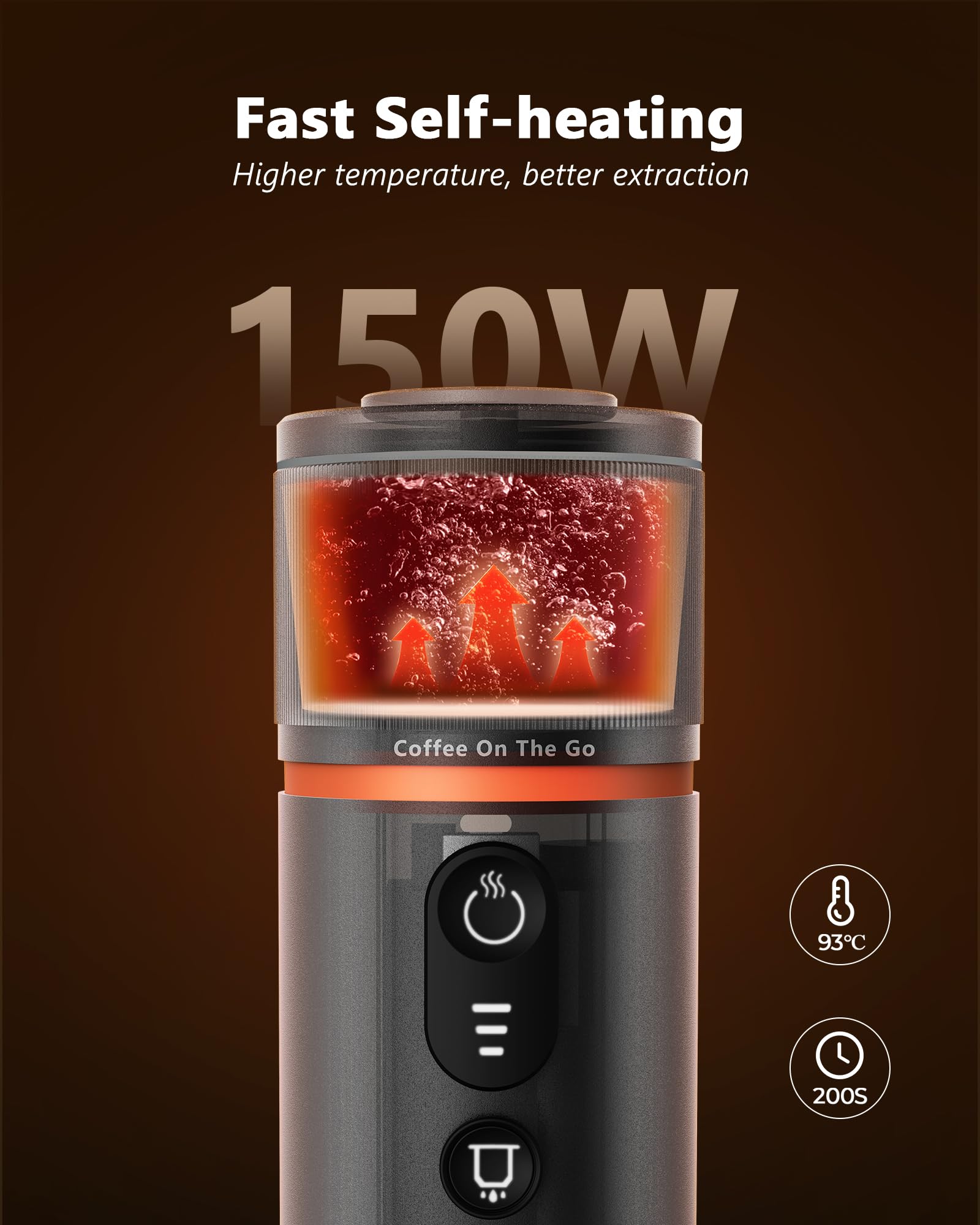 CONQUECO Portable Espresso Machine Travel: 12v Car Coffee Maker for Camping - Small Electric - 2.5 Mins Heating - 8 Cups Espresso for One Charge