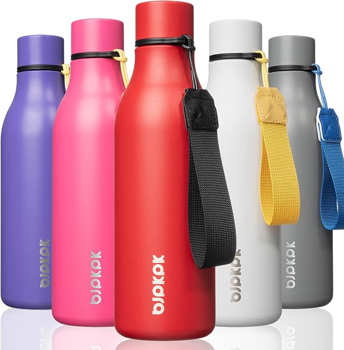 BJPKPK 18oz Insulated Water Bottle, Stainless Steel Bottle with Carry Strap