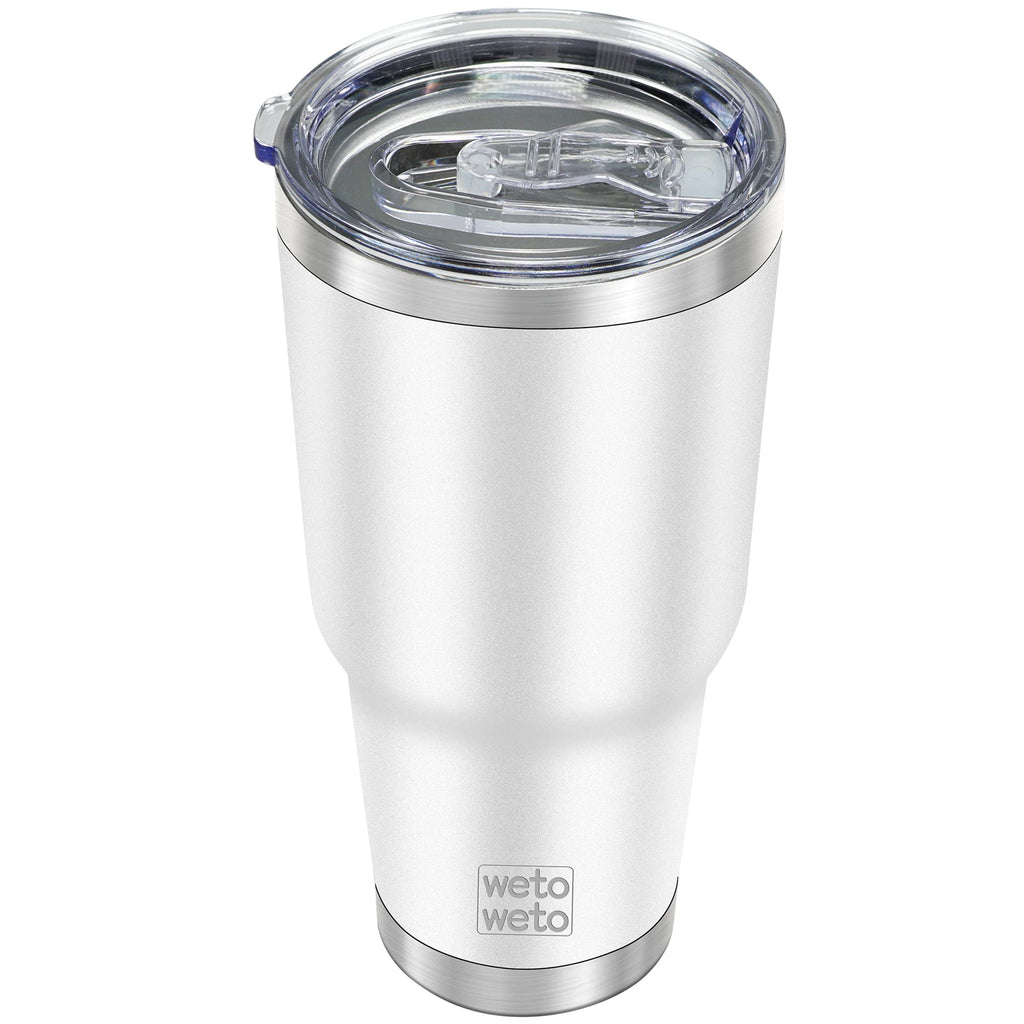 WETOWETO 30oz Tumbler, Stainless Steel Vacuum Insulated Water Coffee Tumbler Cup, Double Wall Powder Coated Spill-Proof Travel Mug Thermal Cup for Home Outdoor (White, 1 Pack)