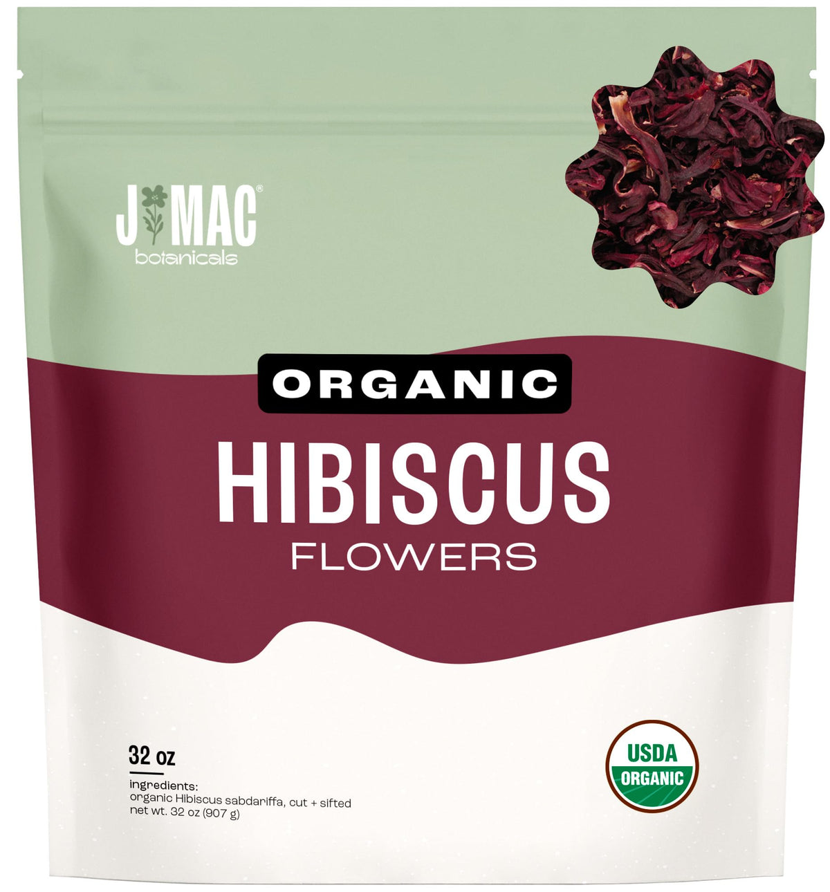 J Mac Botanicals, Certified Organic Hibiscus Flower, loose leaf tea, Flor de Jamaica