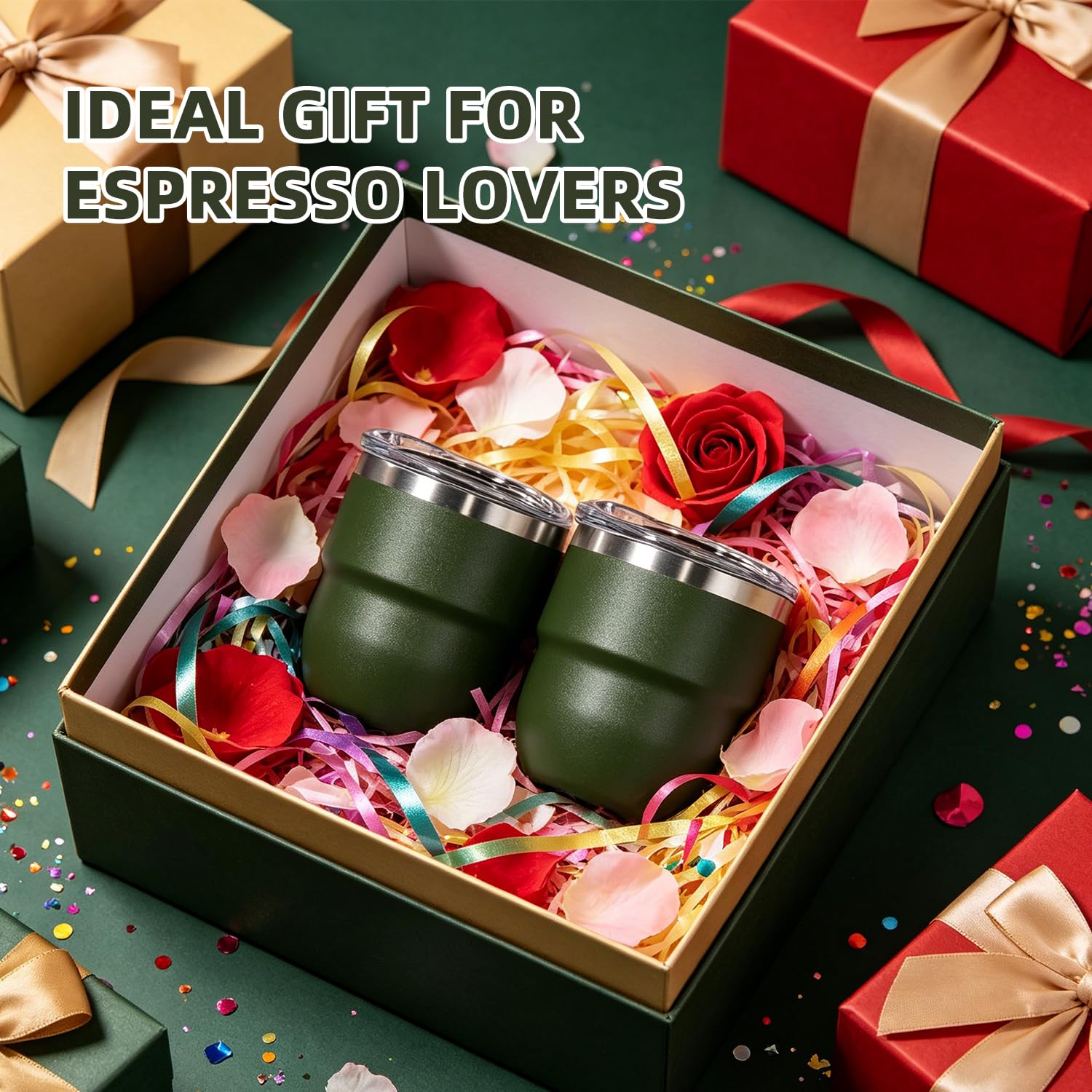 CHLJAR Espresso Cups, 4oz Insulated Espresso Cup Set of 6, Espresso Shot Cups, Stainless Steel Espresso Glasses, Stackable Mini Tumbler, Small Cup for Coffee