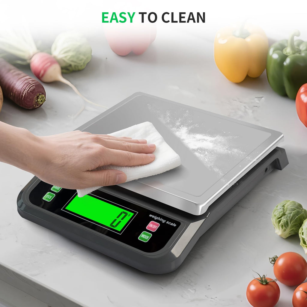 Large Digital Kitchen Scale40kg Stainless Stee with 6 Unit Tare PCS Funtion