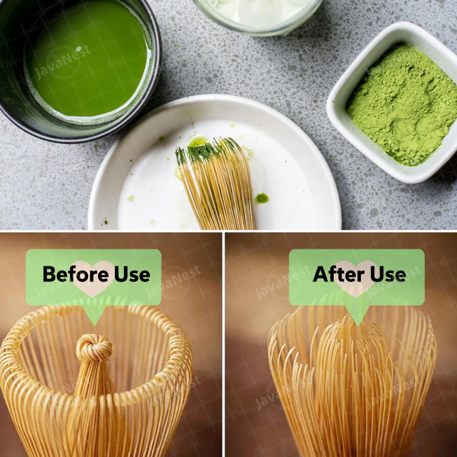 7-Piece Matcha Tea Set with Gift Card – 120-Prong Bamboo Whisk, Ceramic Bowl with Spout, Whisk Holder, Scoop, Spoon, Strainer & Scoop Holder – Ideal Gift for Matcha Lovers (White, 100-Prong)