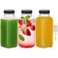 12 oz 3 Pack Glass Juice Bottles with Lids, Drinking Jars for Juicing