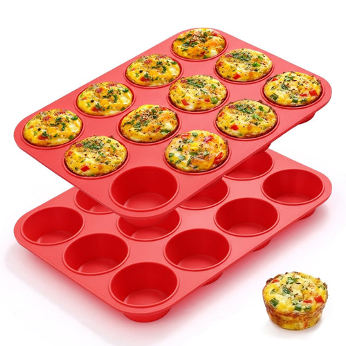 12 Cups Silicone Muffin Pans for Baking Cupcake Pan Nonstick Silicone Molds