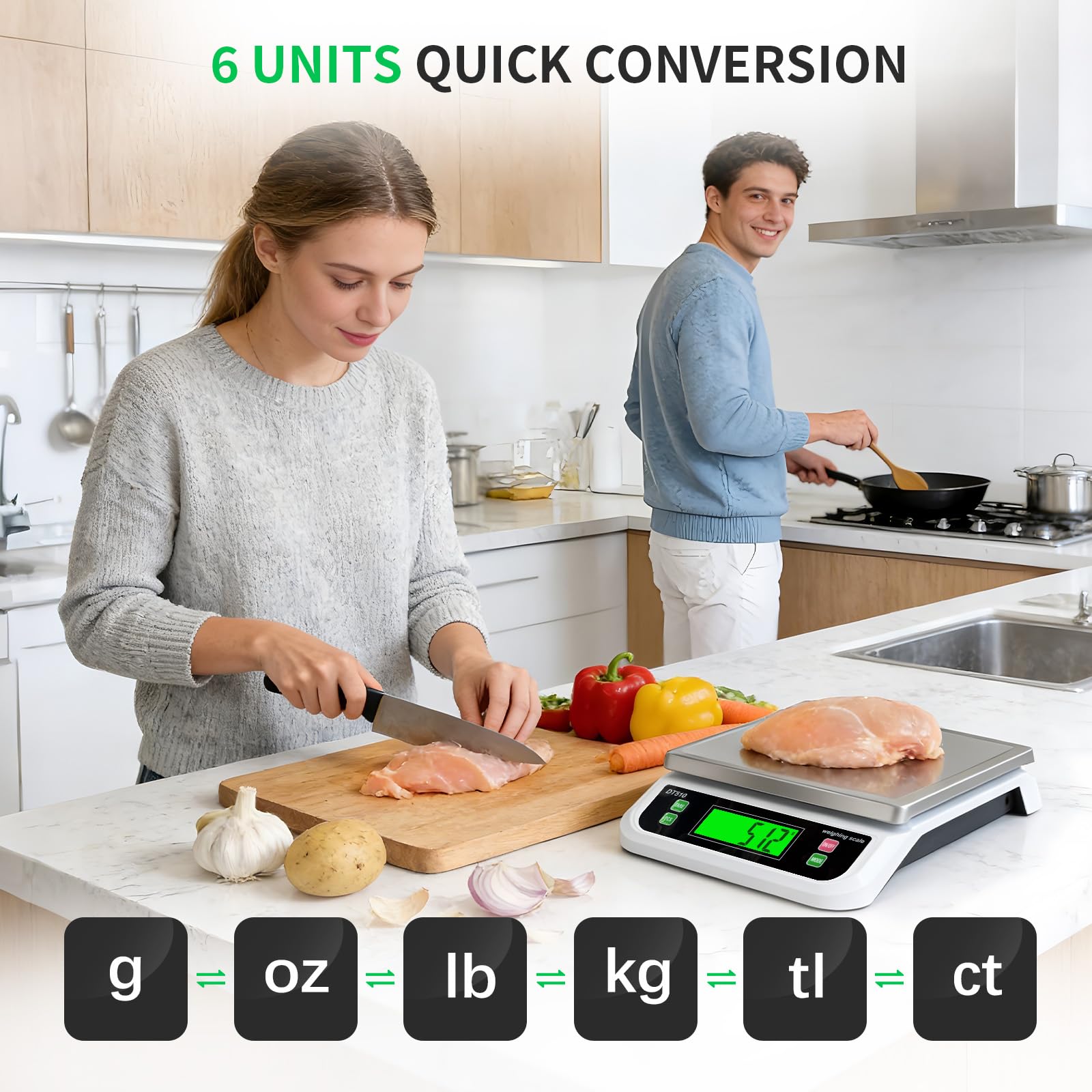 LNXDMWMS Large Digital Kitchen Scale 40kg/88lbs with Tare and PCS Funtion