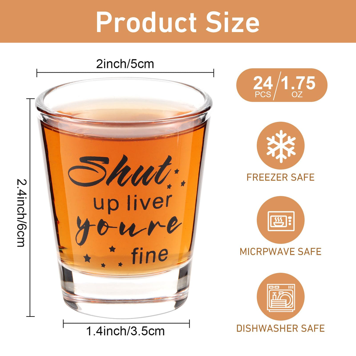 Kolewo4ever 24 Pieces Funny Friends Shot Glasses Funny Friends Shot Glasses Clear Glass Cups with Heavy Base for Adult Small Glass Shot Cups 1.75 oz Shot Glass for Best Friend