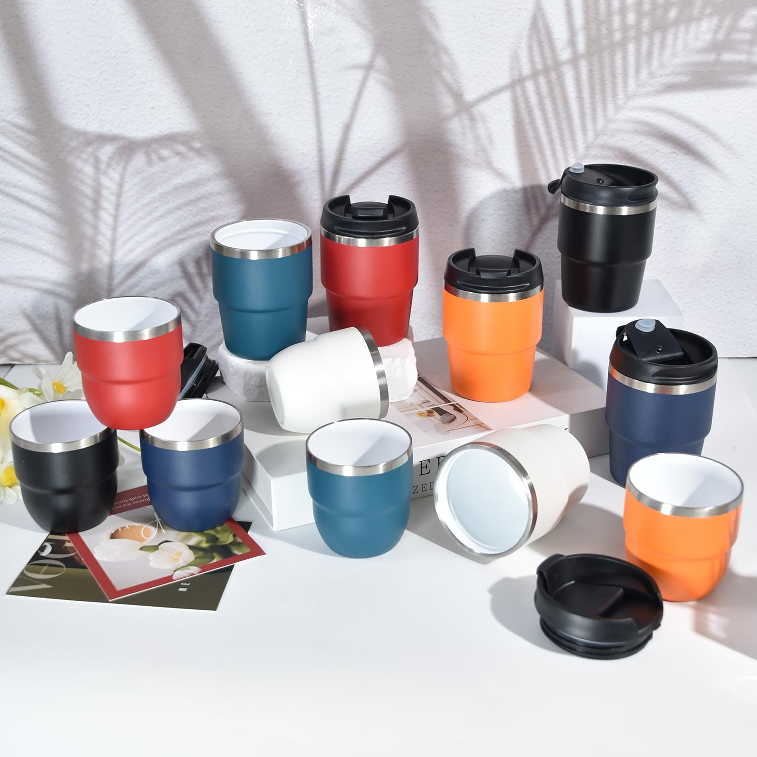 CHLJAR Espresso Cups, 4oz Insulated Espresso Cup Set of 2, Espresso Shot Cups, Stainless Steel Espresso Glasses, Stackable Mini Tumbler, Small Cup for Coffee