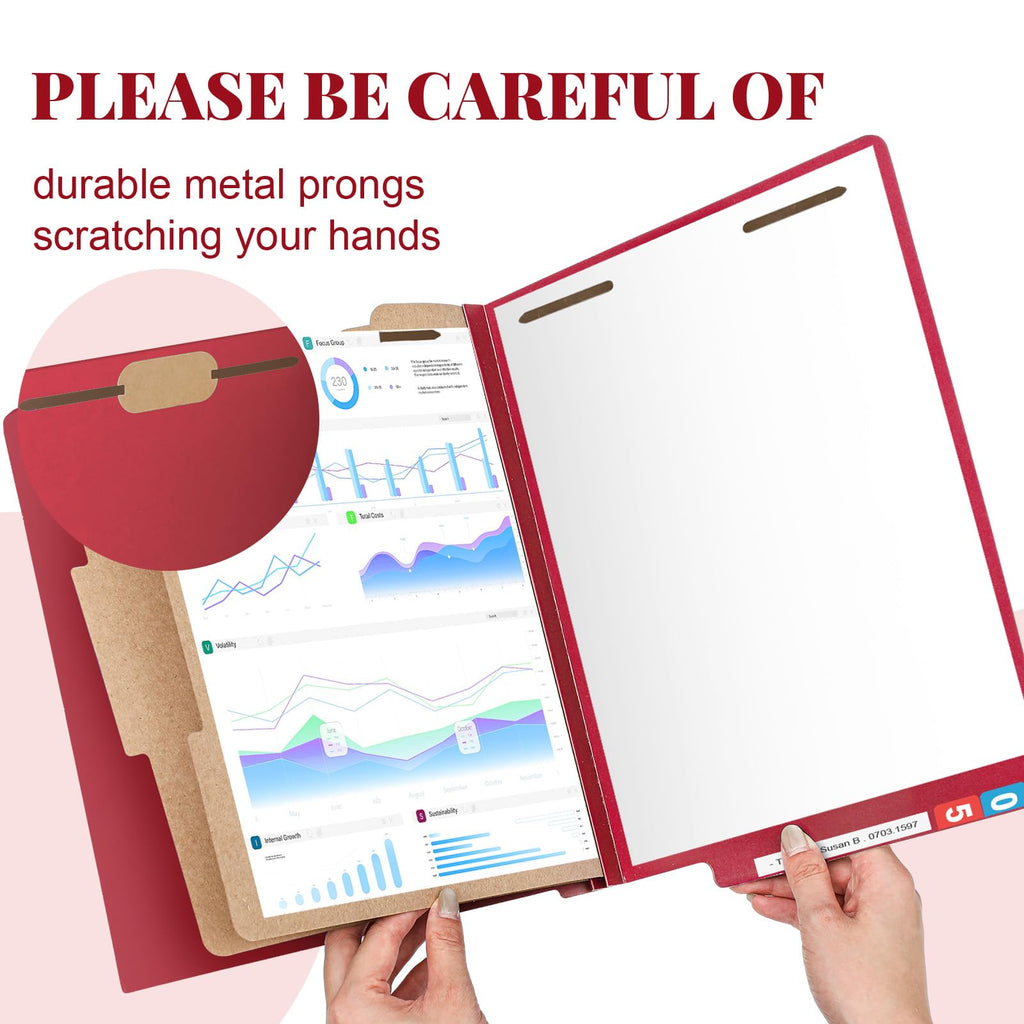 Skyygemm 24 Pack Classification Folders, Letter Size,2 Dividers,Dark Red