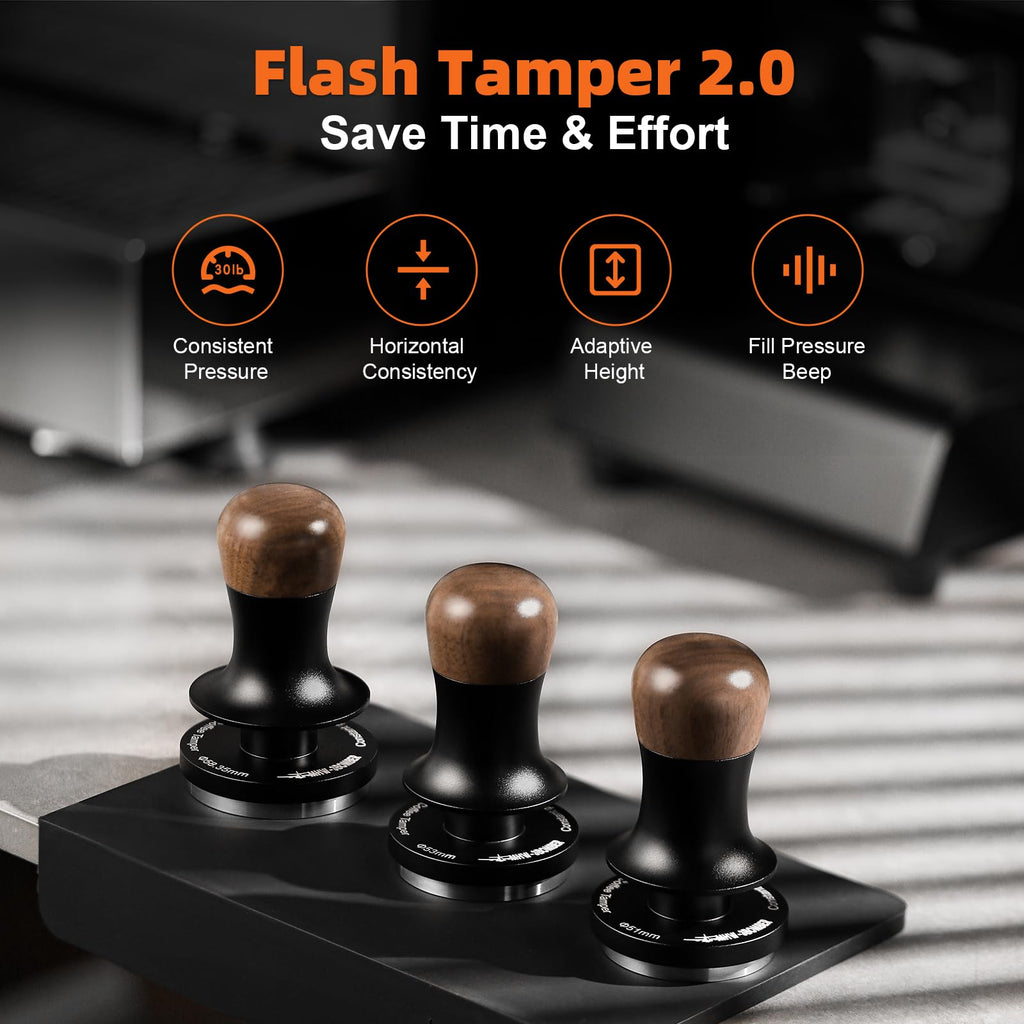 MHW-3BOMBER 45.5mm Espresso Tamper - 3 Spring Loaded Coffee Tamper with Sound Feedback - Barista Calibrated Tamper with 15lb / 30lbs Replacement Springs - Compatible for Flair Pro and Pro 2 T7070F-OS