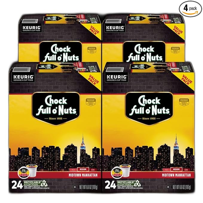 Chock Full o' Nuts Heavenly Original Keurig K-Cup Pods for Keurig Brewers – Premium Arabica, Medium Roast – Single Serve – 1 Pack of 32 K-Cup Pods