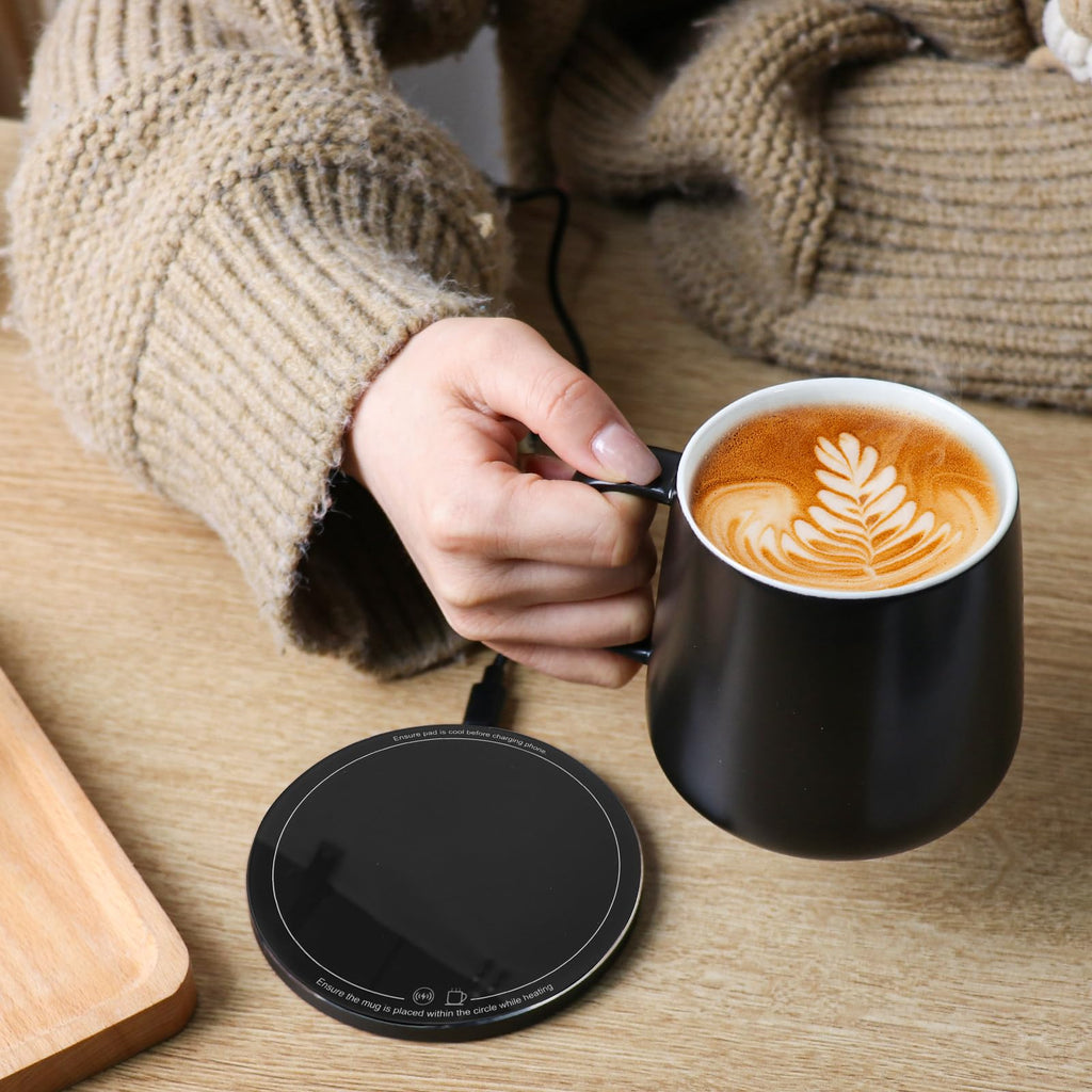 APEXX Self-Warming Coffee Mug, 15W Wireless Charge, 131°F, 12.8oz, Black