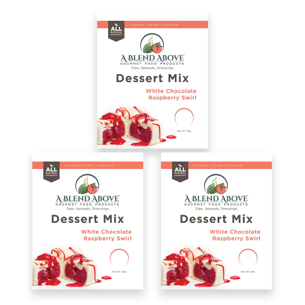 A Blend Above White Chocolate Raspberry Swirl Pie Mix - No-Bake Desserts, All Natural, Gluten Free, No MSG - Instant Dessert Mix, Fruit Dip, Bagel Topping, Frosting, Cheesecake Filling - Makes 16 Oz (Pack of 3)