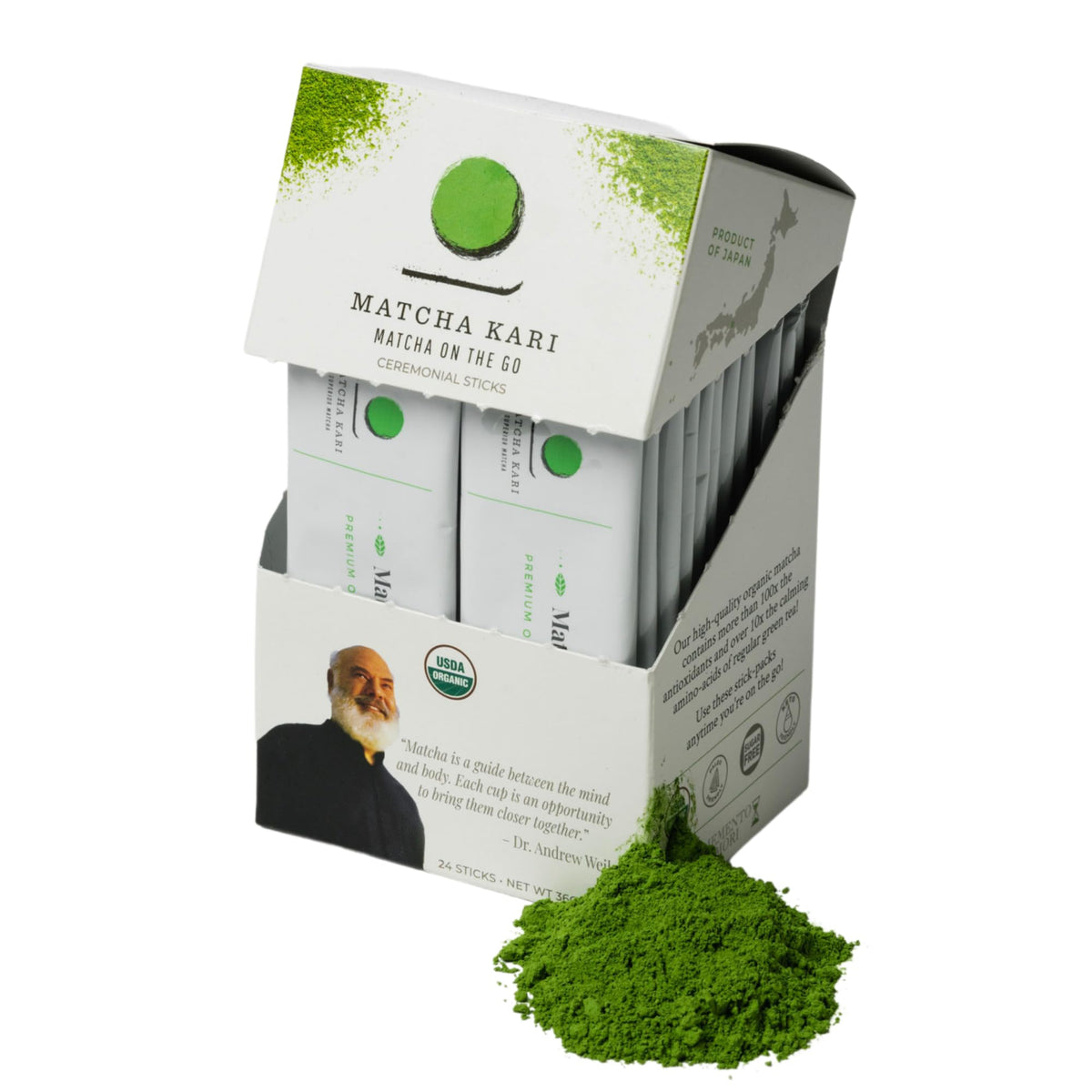 Dr. Weil Matcha Kari Organic Matcha Sticks - Ceremonial Grade - 12 Packets