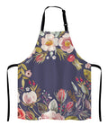 Lefolen Vintage background with hand drawn floral wreath Adjustable Bib Apron, Romantic Flowers Cooking Kitchen Apron for Men Women