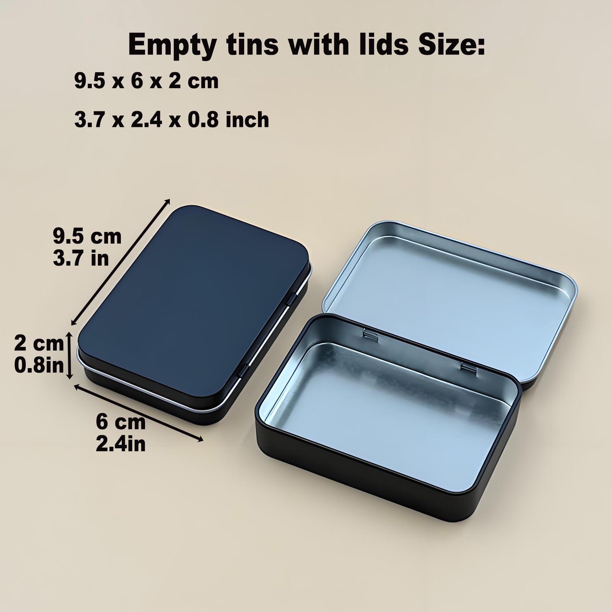 Small Metal Box With Lid-Cookie Tins Metal Tins With Lids Lens Wipes Storage Container Mini Portable Box,Empty Hinged Tin,For Organize Mint Candy Jar,Sewing Tools,DIY Gift Boxes(Black 20 Pcs)