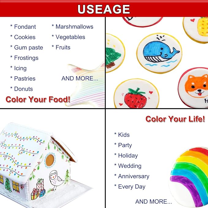 Edibleink Edible Markers - 11Pcs Ultra Fine 0.5mm Food Coloring Pens
