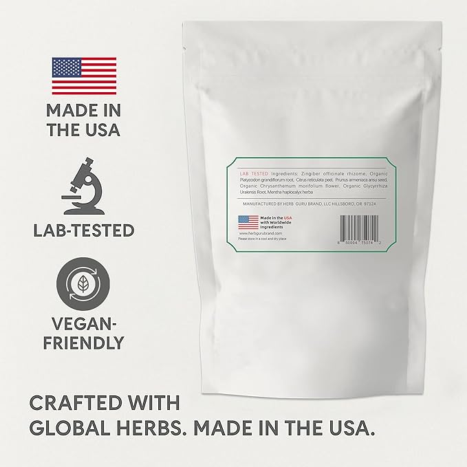 Herb Guru Immuniherb Herbal Tea Bags – Healthy Immune Function & Respiratory Comfort with Ginger, Balloon Flower, Mint & Licorice Root – Caffeine Free Tea, 0.88 Ounces
