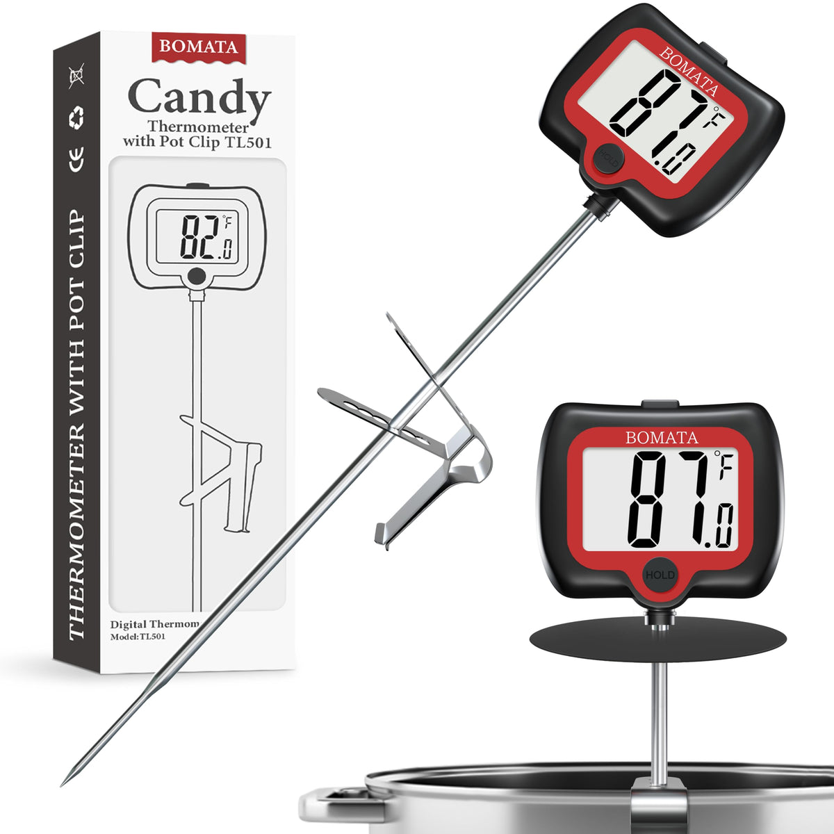 BOMATA Digital Candy Thermometer with Pot Clip, Deep Fry Oil Thermometer