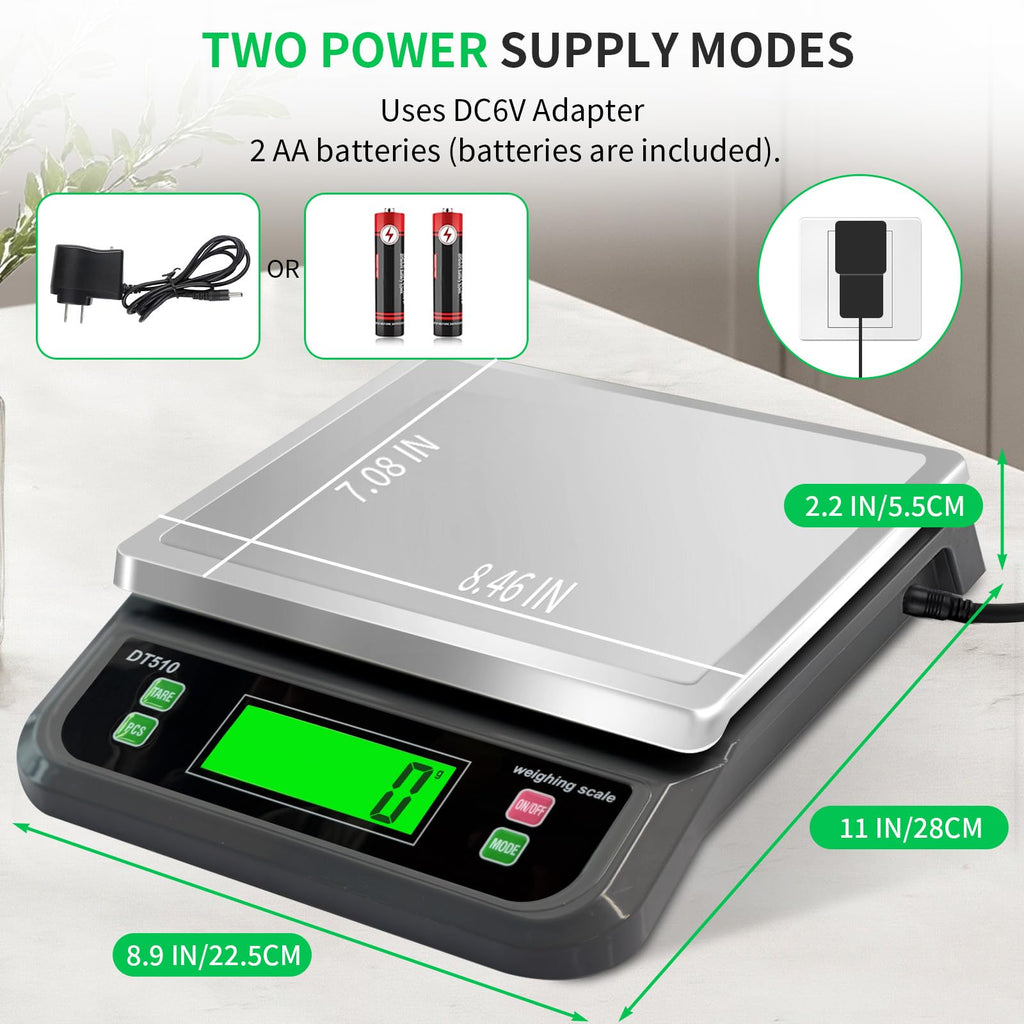 Large Digital Kitchen Scale40kg Stainless Stee with 6 Unit Tare PCS Funtion