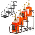 Syrup Rack for Coffee Bar Accessories, Iron 4 Compartment Bottle Organizer, Countertop Display Storage Shelf Bottle Stand, Metal Coffee Bar Organizer for Wine, Kitchen, Holds 4 Bottles