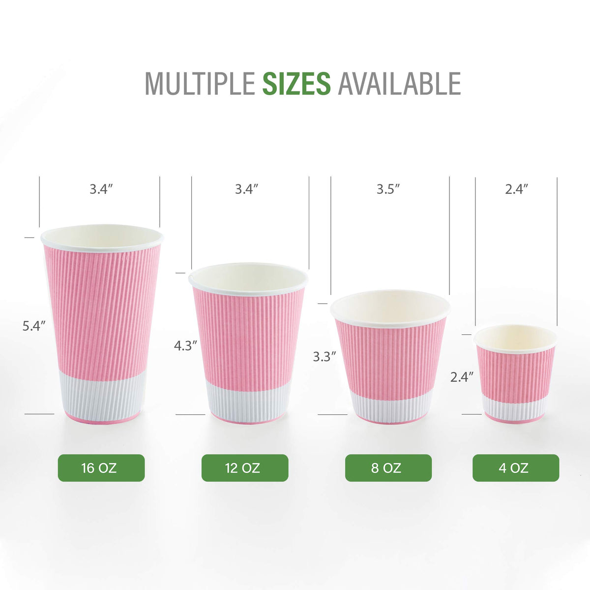 Restaurantware Ripple Wall Coffee Cups 25 Count 8 Ounce Insulated Light Pink Paper Cups, Rolled Rim Spill-Resistant Disposable Paper Non-Slip for Coffee, Beverages