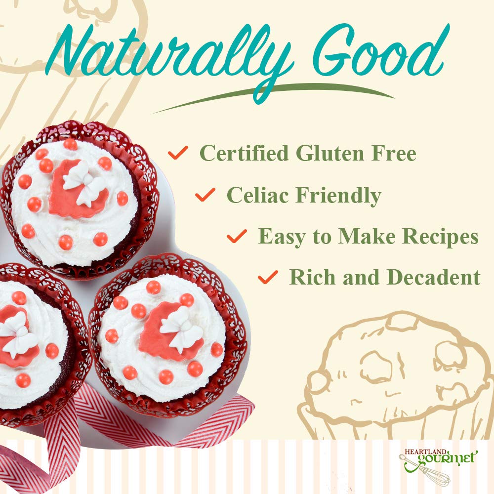 Heartland Gourmet Red Velvet Cupcake Mix, Gluten Free Baking Mix for Moist Red Velvet Cupcakes, Certified Gluten Free for Celiac Friendly Desserts, 16 oz
