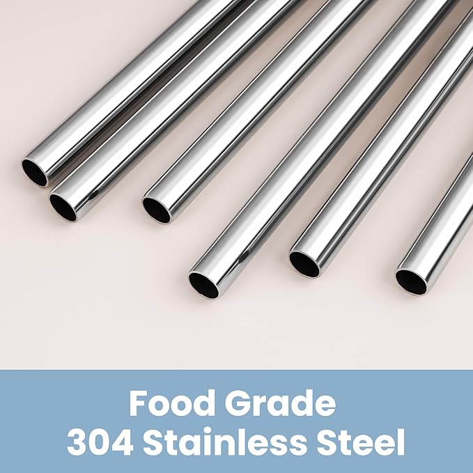 Tomorotec 6-Pack Reusable Stainless-Steel Straws with Silicone Tips, 3 Sizes Compatible with Stanley Tumblers 40OZ 30OZ 20OZ 14OZ, Dishwasher Safe, Includes 2 Cleaning Brushes (Ocean Gradient)