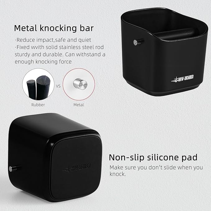 MHW-3BOMBER Espresso Knock Box, 1.2L(15 Cups) Coffee Knock Box with Removable Knock Bar and Anti-slip Pads for Espresso Puck, Coffee Ground, Durable Espresso Accessories, White GB5968W-OS
