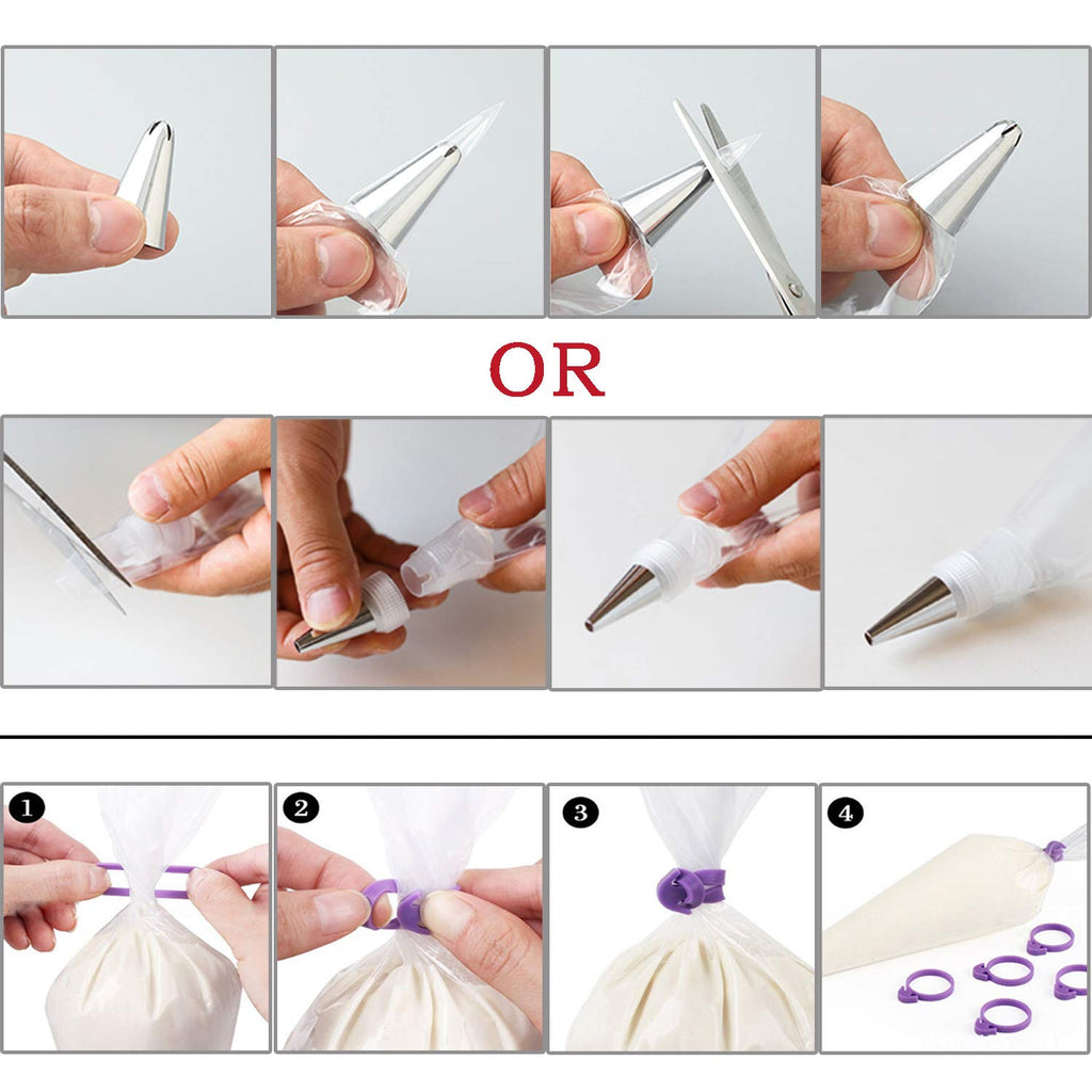 Piping Bags and Tips Set, 100PCS 12 Inch Disposable Pastry Bags with Tips Cupcake Frosting Piping Kit Cookie Decorating Supplies, Royal Icing Bags and Tips Set for Cake Decorating Baking Tools