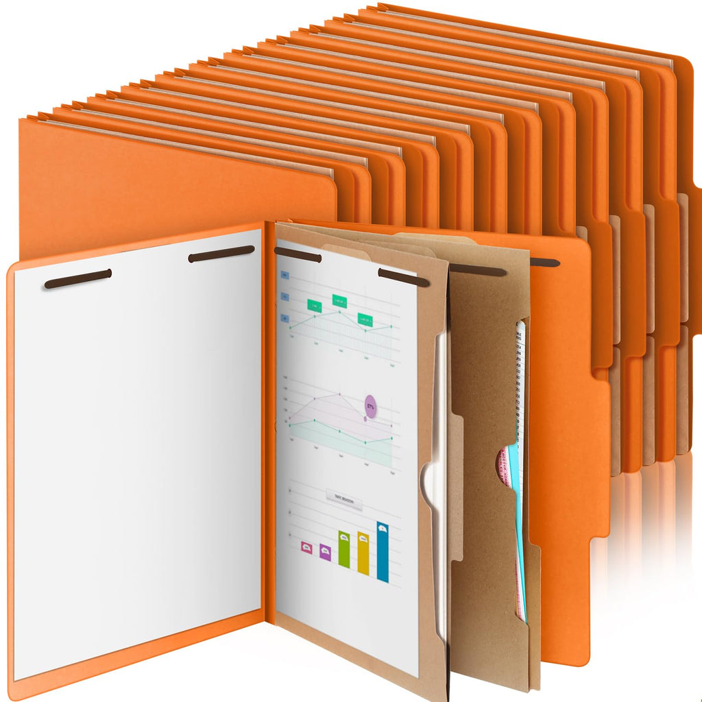 24 Pcs Skyygemm Classification Folder Letter Size, 2 Pocket File,Orange