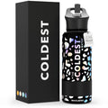 Coldest Insulated Water Bottle with Straw Lid - Stainless Steel Metal Insulated Bottle for Men & Women (Moonlight Leopard, 32 oz)