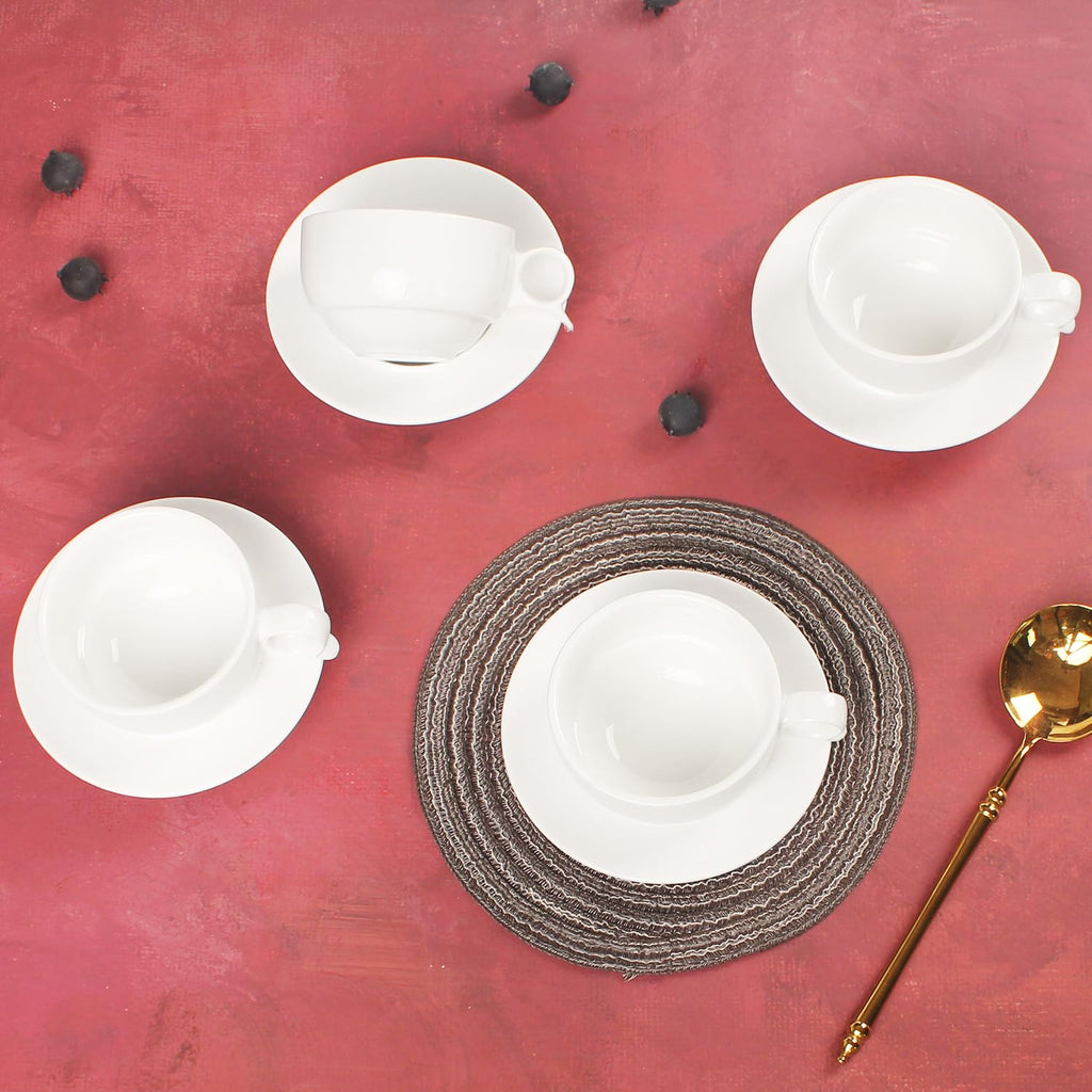 Jinsongdafa Italian Style Porcelain Espresso Cup Set - 4 Demi Tasse Cups, 4 oz Each