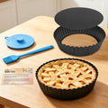 2 Pack 9.5 Inch Pie Pan with Removable Bottom for Baking Deep Quiche Dish