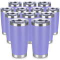 VQRRCKI 20 oz Tumbler Stainless Steel Tumblers Bulk with Lid Double Wall Insulated Coffee Tumbler Cups for Hot & Cold Drinks Powder Coated Travel Coffee Tumbler Mug Metal (Lavender, 12 pack)