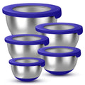 KITEISCAT Stainless Steel Mixing Bowls with Lids – Set of 5 Large Nesting Metal Bowls for Kitchen, Baking, Cooking, Food Prep & Storage, Non-Slip Base, Dishwasher Safe,Yellow