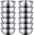 Pinkunn Set of 12 Stainless Steel Mixing Bowls, Nesting Metal Prep Salad Bowl Bulk Kitchen Large Reusable Baking Food Container for Hotel Restaurant Home Cooking, Silver(9.45 x 3.15 Inch)