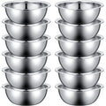 Pinkunn 12 Pcs Stainless Steel Mixing Bowls, Nesting Metal Salad Prep Bowls Bulk Reusable Baking Food Container Large Medium Small for Kitchen Hotel Restaurant Cooking, Silver (8.66 x 3 Inch)