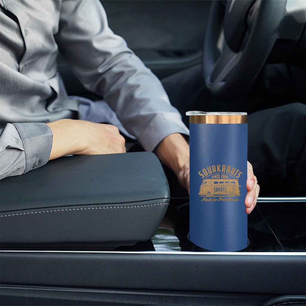 Metalya 20 oz Skinny Tumblers Bulk with Lids and Straws Navy,8 pack