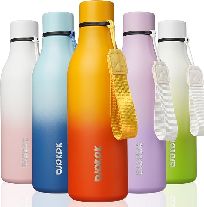 BJPKPK 18oz Insulated Water Bottle, Stainless Steel Bottle with Carry Strap