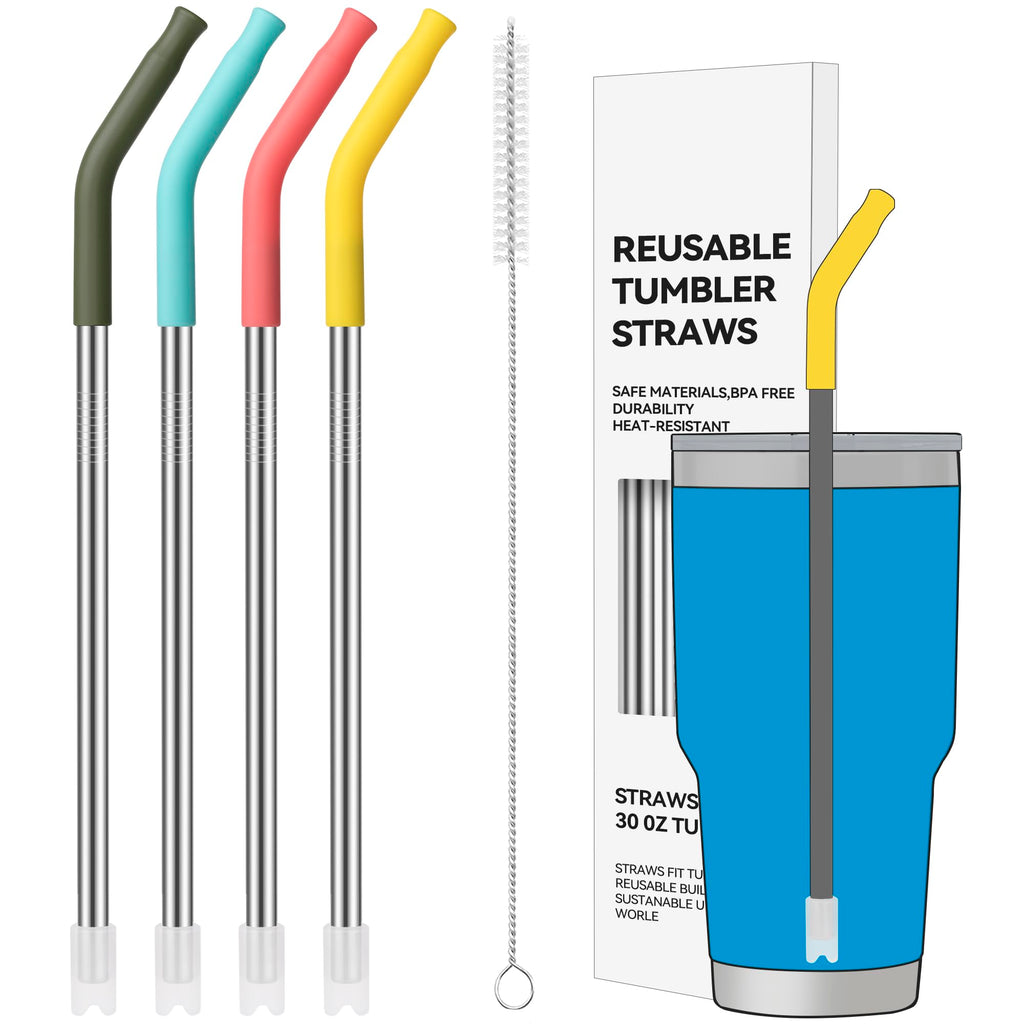 30 oz Straight Metal Straws with Silicone Tip for 30 oz Tumbler