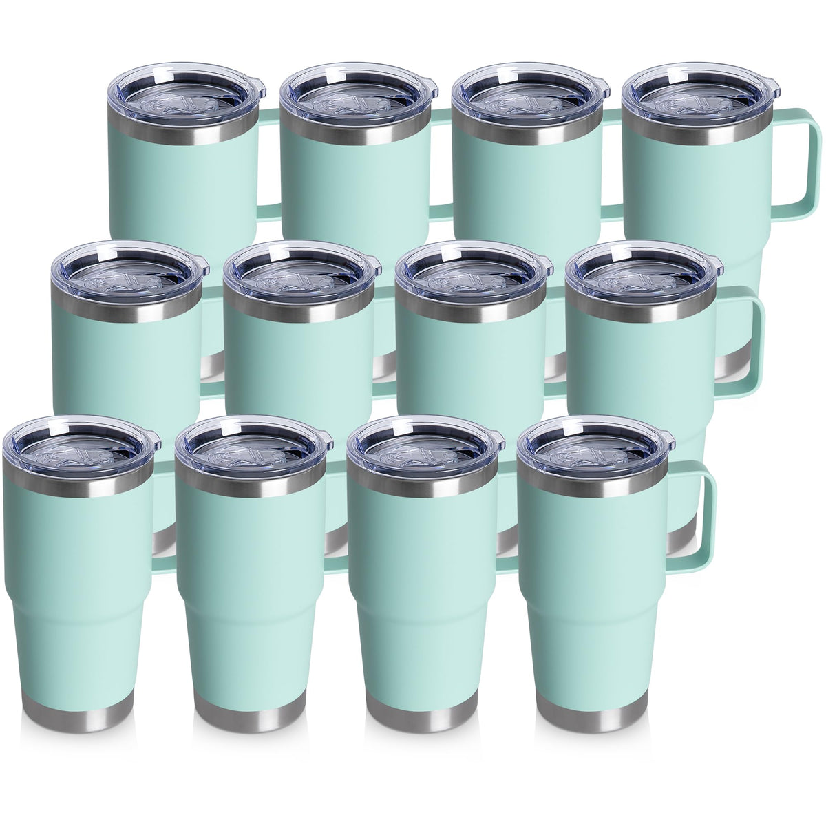 20oz Tumbler with Lid, Stainless Steel Tumbler with Handle, Metal Insulated Travel Coffee Mug with Handle, Double Wall Vacuum Spill Proof Tumbler Cup, Amy Green 1 Pack