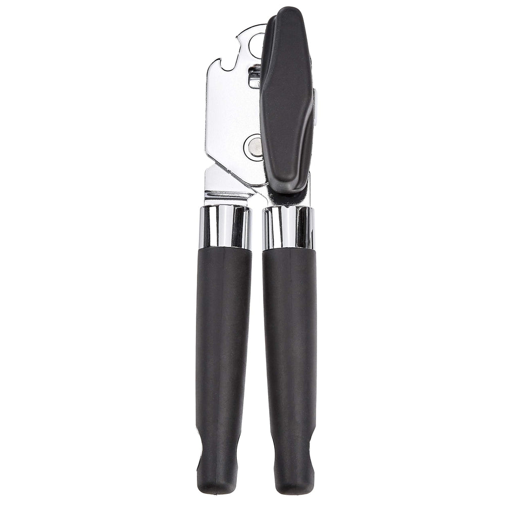 Amazon Basics Multi-function Manual Can Opener and Bottle Opener with Soft Grip Dual Handle, 22 cm, Black