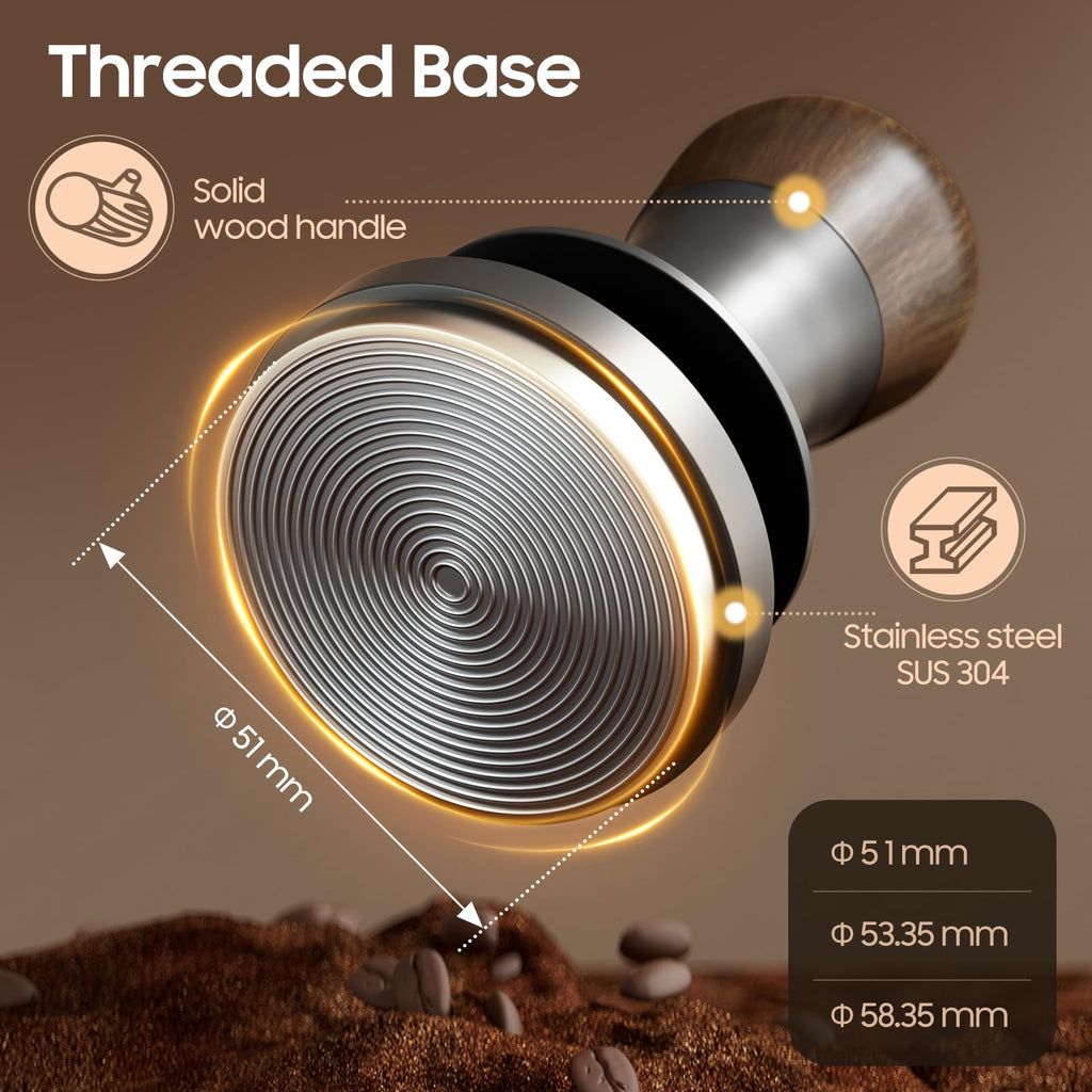 MHW-3BOMBER 51mm Espresso Tamper - 3 Spring Loaded Coffee Tamper with 15lb / 30lbs Replacement Springs - Barista Calibrated Tamper with Sound Feedback - Compatible with 51mm Portafilter T6174T-OS
