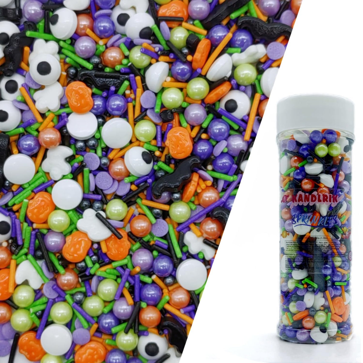 Halloween Sprinkles Mixed Color Eyes & Gravestones & Bones & Skull Cake Decorations Topper Edible Themed Sprinkles For Cookie Decorating, Chocolate Desserts, Cupcakes, Ice Cream 4.58OZ